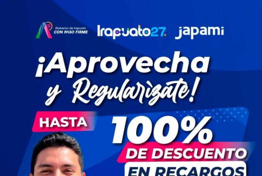 INVITA JAPAMI A REGULARIZAR ADEUDOS CON DESCUENTOS DE HASTA EL 100% EN RECARGOS